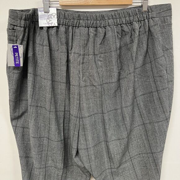 Catherines Gray Plaid Straight Leg Pants 2XWP Petite Plus Size NWT Career Office - Picture 4 of 11